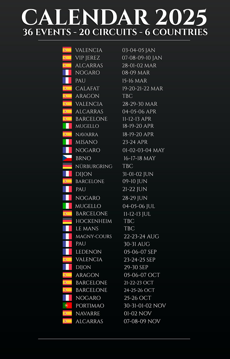 Calendrier de roulage moto 2025 - CBO Trackdays